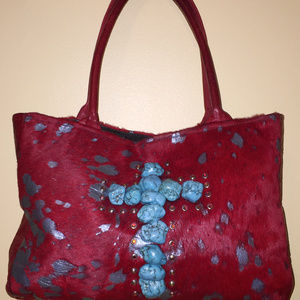 KurtMen design (Red/Blue/Leather) Shoulder Bag